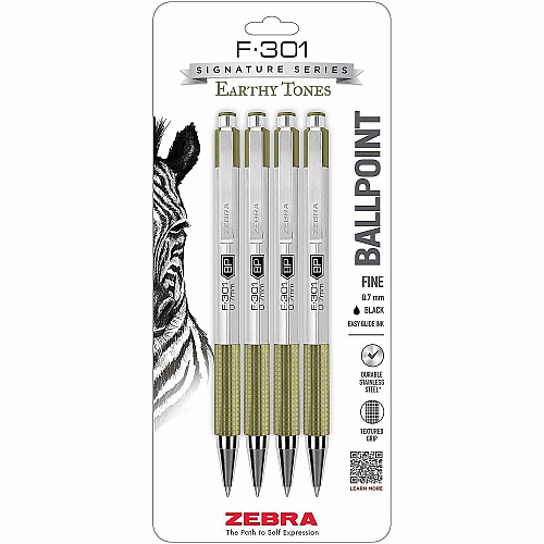 Zebra Pen F-301 EarthyTones Retractable Ballpoint Pens (27244)