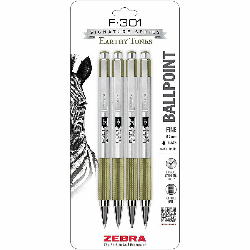 Zebra Pen F-301 EarthyTones Retractable Ballpoint Pens (27244)