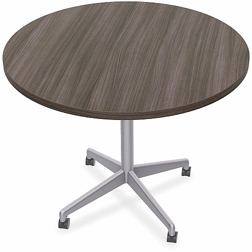 SpecialT Special-T ZIA Series Hospitality Tables Collection Round Top - Powder Coated X-shaped Base - Mid-Century Modern Style x 42" Table Top Diameter - 29" Height - Hospitality, Office - Assembly Required - Gray Driftwood - High Pressure L (ZIAH42MSGD6)