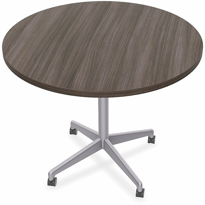 SpecialT Special-T ZIA Series Hospitality Tables Collection Round Top - Powder Coated X-shaped Base - Mid-Century Modern Style x 42" Table Top Diameter - 29" Height - Hospitality, Office - Assembly Required - Gray Driftwood - High Pressure L (ZIAH42MSGD6)