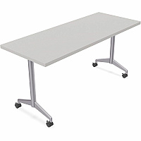 SpecialT Special-T ZIA Series Training Tables Collection Rectangle Top - Powder Coated T-shaped Base x 24" Table Top Width x 72" Table Top Depth - 29" Height - Training - Assembly Required - Gray - High Pressure Laminate (HPL) - Cast Aluminu (ZIAT05MSGR6)