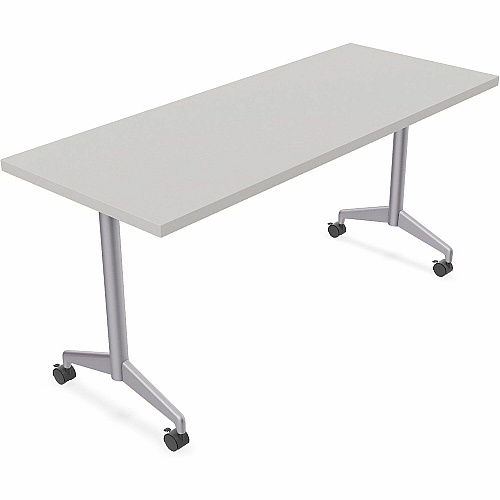 SpecialT Special-T ZIA Series Training Tables Collection Rectangle Top - Powder Coated T-shaped Base x 24" Table Top Width x 72" Table Top Depth - 29" Height - Training - Assembly Required - Gray - High Pressure Laminate (HPL) - Cast Aluminu (ZIAT05MSGR6)