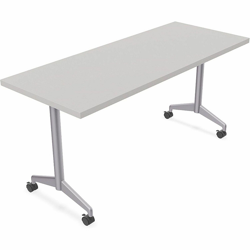 SpecialT Special-T ZIA Series Training Tables Collection Rectangle Top - Powder Coated T-shaped Base x 24" Table Top Width x 72" Table Top Depth - 29" Height - Training - Assembly Required - Gray - High Pressure Laminate (HPL) - Cast Aluminu (ZIAT05MSGR6)