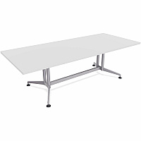 SpecialT Special-T ZIA Series Conference Tables Collection Rectangle Top - Powder Coated Double Column Base x 84" Table Top Width x 48" Table Top Depth - 29" Height - Conference Room, Meeting - Assembly Required - White - High Pressure Lamin (ZCON52MSDW2)
