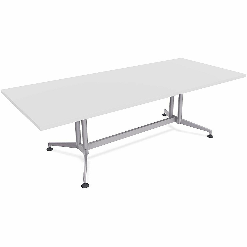 SpecialT Special-T ZIA Series Conference Tables Collection Rectangle Top - Powder Coated Double Column Base x 84" Table Top Width x 48" Table Top Depth - 29" Height - Conference Room, Meeting - Assembly Required - White - High Pressure Lamin (ZCON52MSDW2)