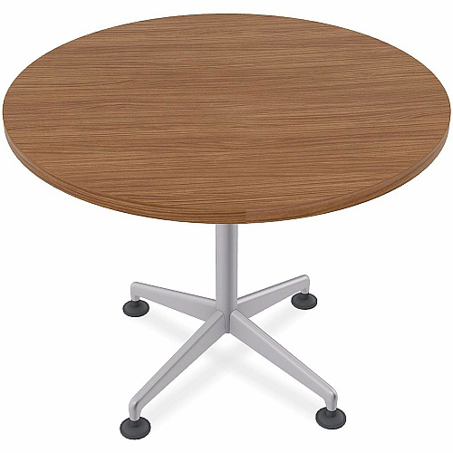 SpecialT Special-T ZIA Series Hospitality Tables Collection Round Top - Powder Coated X-shaped Base - Mid-Century Modern Style x 36" Table Top Diameter - 29" Height - Hospitality, Office - Assembly Required - Walnut - High Pressure Laminate (ZIAH03MSWA10)