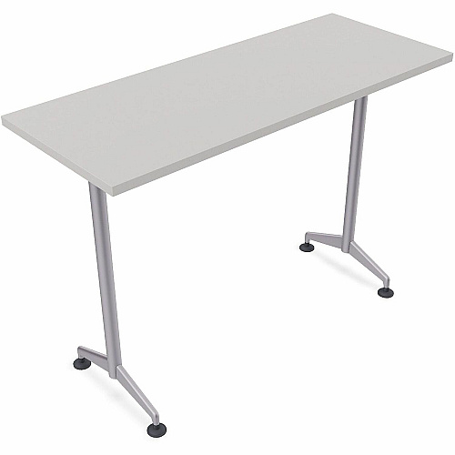 SpecialT Special-T ZIA Series Training Tables Collection Rectangle Top - Powder Coated T-shaped Base x 24" Table Top Width x 72" Table Top Depth - 42" Height - Training - Assembly Required - Gray - High Pressure Laminate (HPL) - Cast Aluminu (ZT77BHMSGR6)