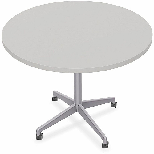 SpecialT Special-T ZIA Series Hospitality Tables Collection Round Top - Powder Coated X-shaped Base - Mid-Century Modern Style x 42" Table Top Diameter - 29" Height - Hospitality, Office - Assembly Required - Gray - High Pressure Laminate (H (ZIAH42MSGR6)