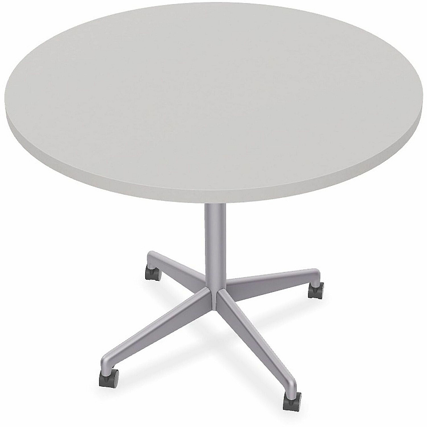 SpecialT Special-T ZIA Series Hospitality Tables Collection Round Top - Powder Coated X-shaped Base - Mid-Century Modern Style x 42" Table Top Diameter - 29" Height - Hospitality, Office - Assembly Required - Gray - High Pressure Laminate (H (ZIAH42MSGR6)