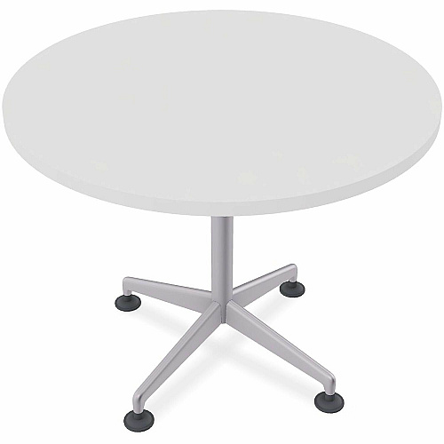 SpecialT Special-T ZIA Series Hospitality Tables Collection Round Top - Powder Coated X-shaped Base - Mid-Century Modern Style x 36" Table Top Diameter - 29" Height - Hospitality, Office - Assembly Required - White - High Pressure Laminate  (ZIAH03MSWH10)