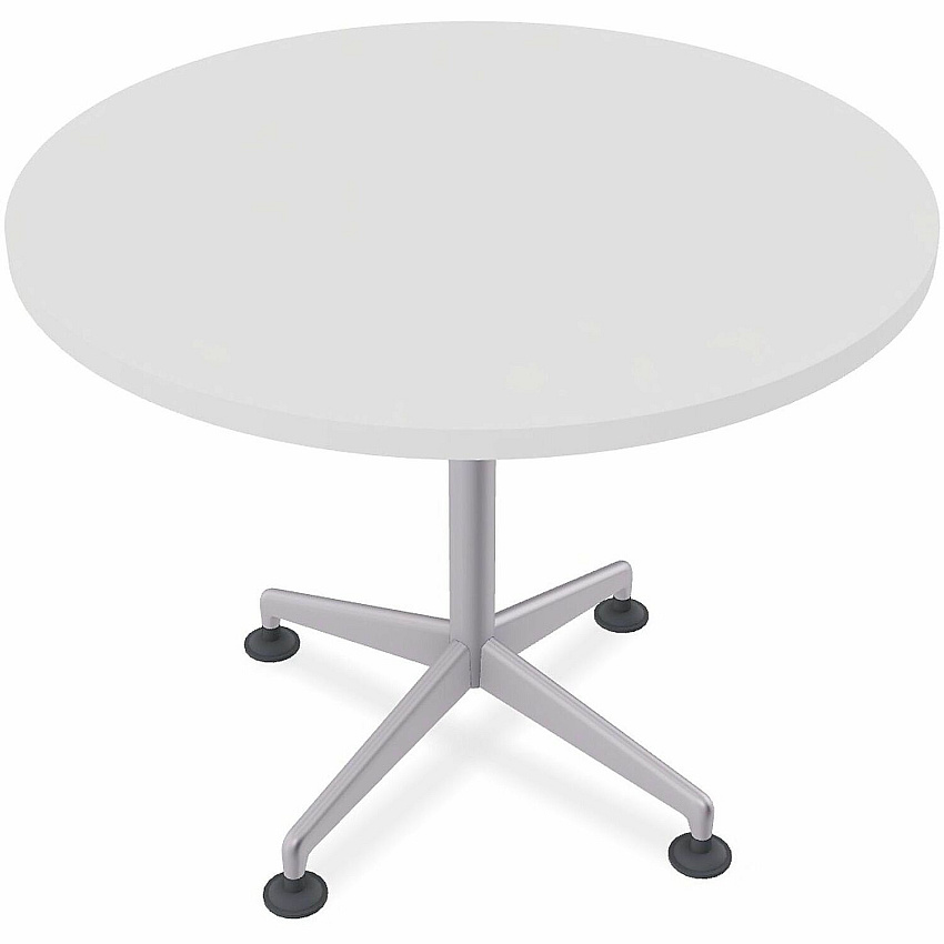SpecialT Special-T ZIA Series Hospitality Tables Collection Round Top - Powder Coated X-shaped Base - Mid-Century Modern Style x 36" Table Top Diameter - 29" Height - Hospitality, Office - Assembly Required - White - High Pressure Laminate  (ZIAH03MSWH10)
