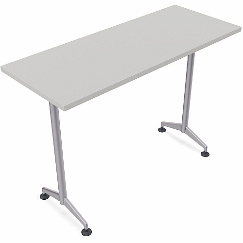 SpecialT Special-T ZIA Series Training Tables Collection Rectangle Top - Powder Coated T-shaped Base x 24" Table Top Width x 60" Table Top Depth - 42" Height - Training - Assembly Required - Gray - High Pressure Laminate (HPL) - Cast Aluminu (ZT75BHMSGR8)