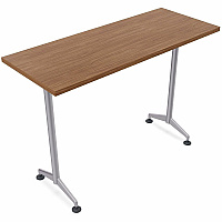 SpecialT Special-T ZIA Series Training Tables Collection Rectangle Top - Powder Coated T-shaped Base x 24" Table Top Width x 72" Table Top Depth - 42" Height - Training - Assembly Required - Walnut - High Pressure Laminate (HPL) - Cast Alumi (ZT77BHMSWA6)