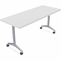 SpecialT Special-T ZIA Series Training Tables Collection Rectangle Top - Powder Coated T-shaped Base x 24" Table Top Width x 72" Table Top Depth - 29" Height - Training - Assembly Required - White - High Pressure Laminate (HPL) - Cast Alumin (ZIAT05MSWH6)