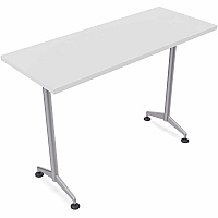SpecialT Special-T ZIA Series Training Tables Collection Rectangle Top - Powder Coated T-shaped Base x 24" Table Top Width x 72" Table Top Depth - 42" Height - Training - Assembly Required - White - High Pressure Laminate (HPL) - Cast Alumin (ZT77BHMSWH6)