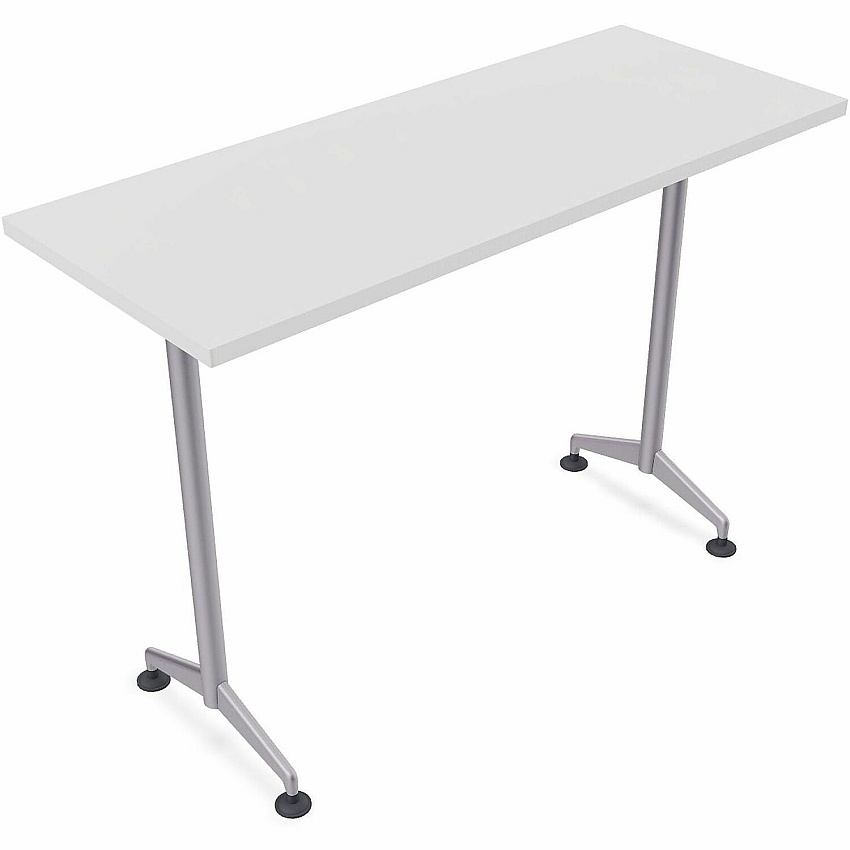 SpecialT Special-T ZIA Series Training Tables Collection Rectangle Top - Powder Coated T-shaped Base x 24" Table Top Width x 72" Table Top Depth - 42" Height - Training - Assembly Required - White - High Pressure Laminate (HPL) - Cast Alumin (ZT77BHMSWH6)