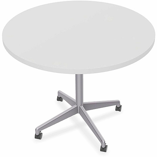 SpecialT Special-T ZIA Series Hospitality Tables Collection Round Top - Powder Coated X-shaped Base - Mid-Century Modern Style x 42" Table Top Diameter - 29" Height - Hospitality, Office - Assembly Required - White - High Pressure Laminate ( (ZIAH42MSWH6)
