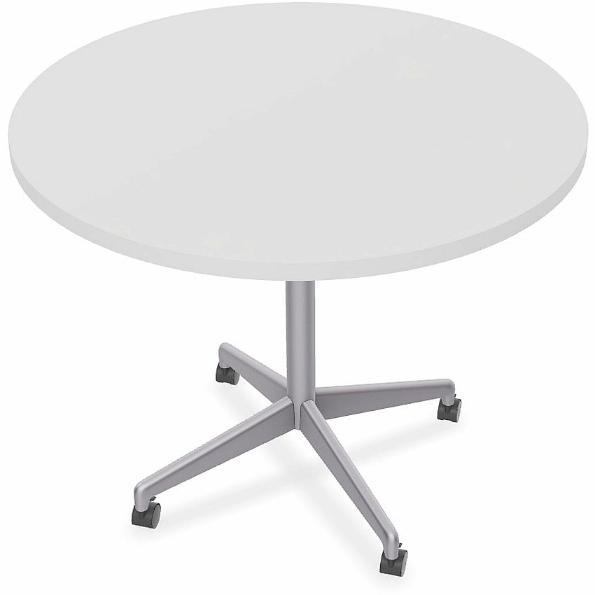 SpecialT Special-T ZIA Series Hospitality Tables Collection Round Top - Powder Coated X-shaped Base - Mid-Century Modern Style x 42" Table Top Diameter - 29" Height - Hospitality, Office - Assembly Required - White - High Pressure Laminate ( (ZIAH42MSWH6)