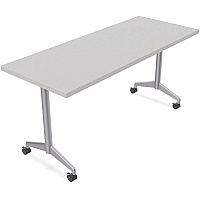 SpecialT Special-T ZIA Series Training Tables Collection Rectangle Top - Powder Coated T-shaped Base x 24" Table Top Width x 48" Table Top Depth - 29" Height - Training - Assembly Required - Gray - High Pressure Laminate (HPL) - Cast Aluminu (ZIAT01MSGR6)