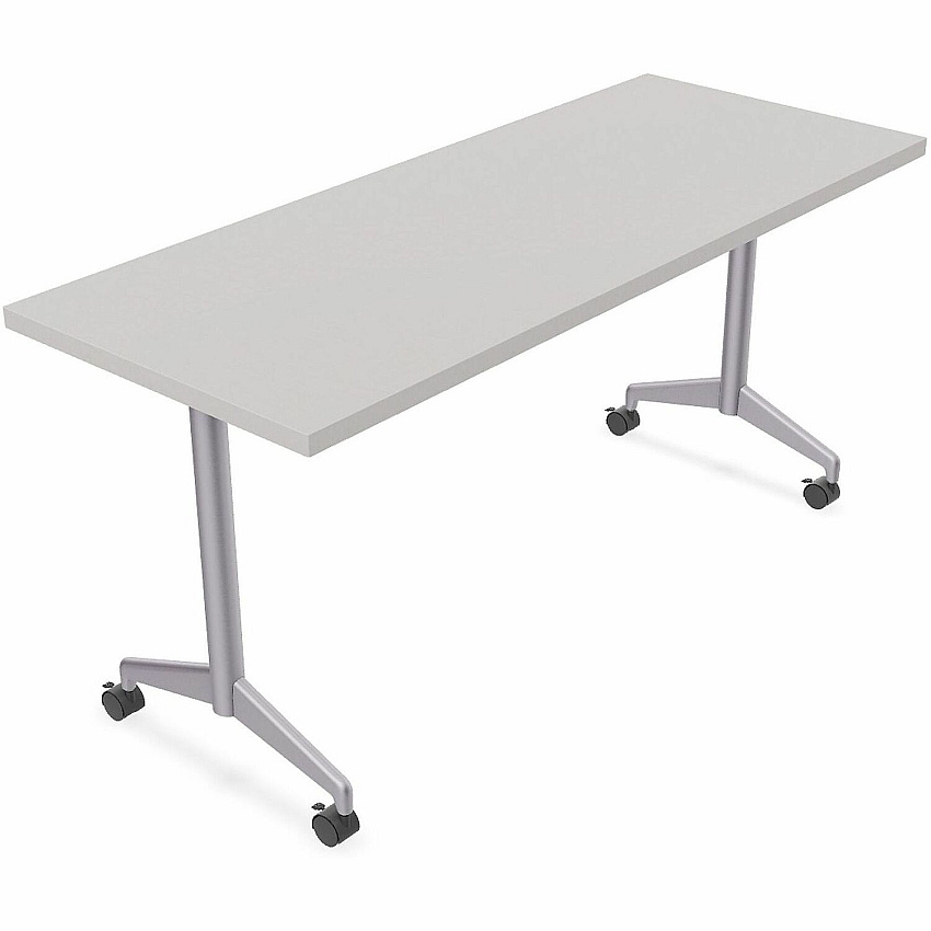 SpecialT Special-T ZIA Series Training Tables Collection Rectangle Top - Powder Coated T-shaped Base x 24" Table Top Width x 48" Table Top Depth - 29" Height - Training - Assembly Required - Gray - High Pressure Laminate (HPL) - Cast Aluminu (ZIAT01MSGR6)