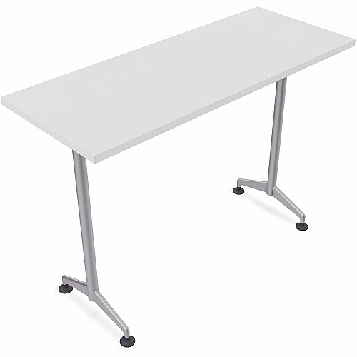 SpecialT Special-T ZIA Series Training Tables Collection Rectangle Top - Powder Coated T-shaped Base x 24" Table Top Width x 60" Table Top Depth - 42" Height - Training - Assembly Required - White - High Pressure Laminate (HPL) - Cast Alumin (ZT75BHMSWH8)