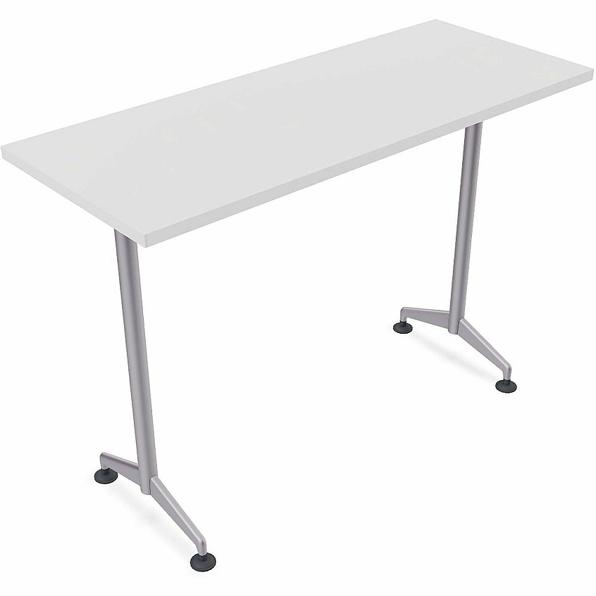SpecialT Special-T ZIA Series Training Tables Collection Rectangle Top - Powder Coated T-shaped Base x 24" Table Top Width x 48" Table Top Depth - 42" Height - Training - Assembly Required - White - High Pressure Laminate (HPL) - Cast Alumin (ZT73BHMSWH8)