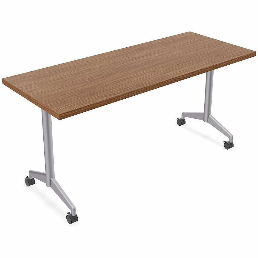 SpecialT Special-T ZIA Series Training Tables Collection Rectangle Top - Powder Coated T-shaped Base x 24" Table Top Width x 60" Table Top Depth - 29" Height - Training - Assembly Required - Walnut - High Pressure Laminate (HPL) - Cast Alumi (ZIAT03MSWA6)