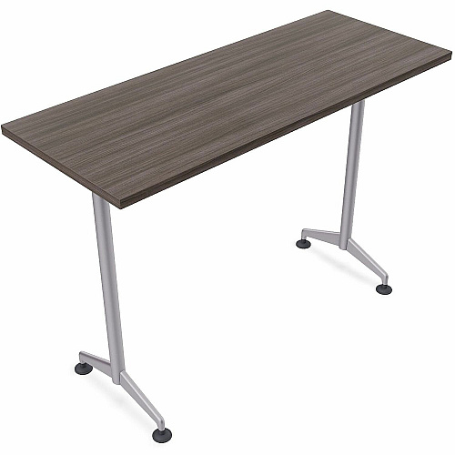 SpecialT Special-T ZIA Series Training Tables Collection Rectangle Top - Powder Coated T-shaped Base x 24" Table Top Width x 60" Table Top Depth - 42" Height - Training - Assembly Required - Gray Driftwood - High Pressure Laminate (HPL) - Ca (ZT75BHMSGD8)