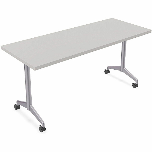 SpecialT Special-T ZIA Series Training Tables Collection Rectangle Top - Powder Coated T-shaped Base x 24" Table Top Width x 60" Table Top Depth - 29" Height - Training - Assembly Required - Gray - High Pressure Laminate (HPL) - Cast Aluminu (ZIAT03MSGR6)