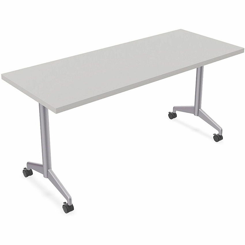 SpecialT Special-T ZIA Series Training Tables Collection Rectangle Top - Powder Coated T-shaped Base x 24" Table Top Width x 60" Table Top Depth - 29" Height - Training - Assembly Required - Gray - High Pressure Laminate (HPL) - Cast Aluminu (ZIAT03MSGR6)