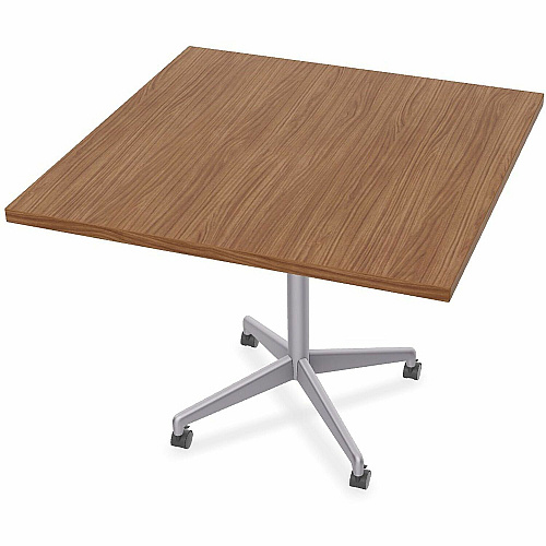 SpecialT Special-T ZIA Series Hospitality Tables Collection Square Top - Powder Coated X-shaped Base - Mid-Century Modern Style x 42" Table Top Width x 42" Table Top Depth - 29" Height - Hospitality, Office - Assembly Required - Walnut - Hig (ZIAH40MSWA6)