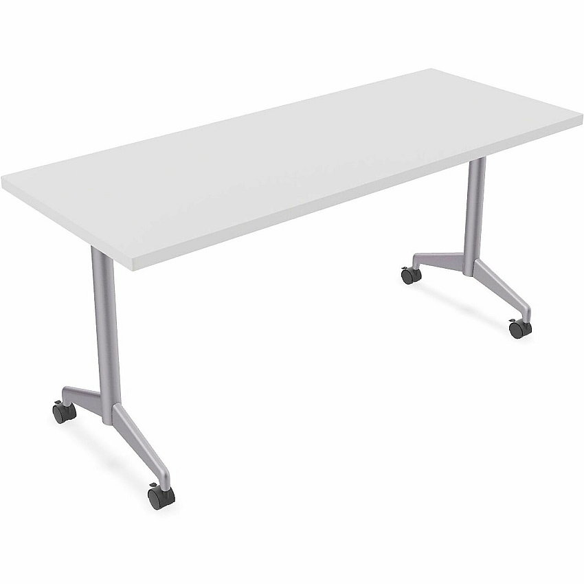 SpecialT Special-T ZIA Series Training Tables Collection Rectangle Top - Powder Coated T-shaped Base x 24" Table Top Width x 60" Table Top Depth - 29" Height - Training - Assembly Required - White - High Pressure Laminate (HPL) - Cast Alumin (ZIAT03MSWH6)