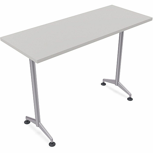 SpecialT Special-T ZIA Series Training Tables Collection Rectangle Top - Powder Coated T-shaped Base x 24" Table Top Width x 48" Table Top Depth - 42" Height - Training - Assembly Required - Gray - High Pressure Laminate (HPL) - Cast Aluminu (ZT73BHMSGR8)
