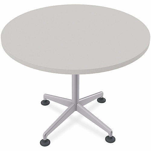 SpecialT Special-T ZIA Series Hospitality Tables Collection Round Top - Powder Coated X-shaped Base - Mid-Century Modern Style x 36" Table Top Diameter - 29" Height - Hospitality, Office - Assembly Required - Gray - High Pressure Laminate ( (ZIAH03MSGR10)