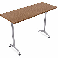 SpecialT Special-T ZIA Series Training Tables Collection Rectangle Top - Powder Coated T-shaped Base x 24" Table Top Width x 48" Table Top Depth - 42" Height - Training - Assembly Required - Walnut - High Pressure Laminate (HPL) - Cast Alumi (ZT73BHMSWA8)