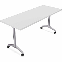 SpecialT Special-T ZIA Series Training Tables Collection Rectangle Top - Powder Coated T-shaped Base x 24" Table Top Width x 48" Table Top Depth - 29" Height - Training - Assembly Required - White - High Pressure Laminate (HPL) - Cast Alumin (ZIAT01MSWH6)