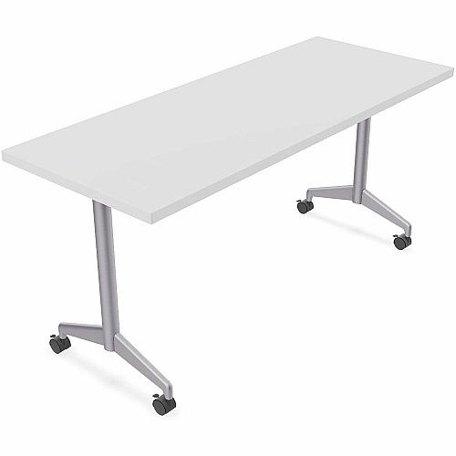 SpecialT Special-T ZIA Series Training Tables Collection Rectangle Top - Powder Coated T-shaped Base x 24" Table Top Width x 48" Table Top Depth - 29" Height - Training - Assembly Required - White - High Pressure Laminate (HPL) - Cast Alumin (ZIAT01MSWH6)