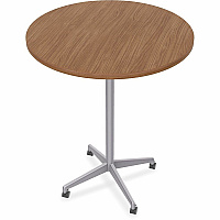 SpecialT Special-T ZIA Series Hospitality Tables Collection Round Top - Powder Coated X-shaped Base - Mid-Century Modern Style x 36" Table Top Diameter - 42" Height - Hospitality, Office - Assembly Required - Walnut - High Pressure Laminate  (ZIAH51MSWA6)