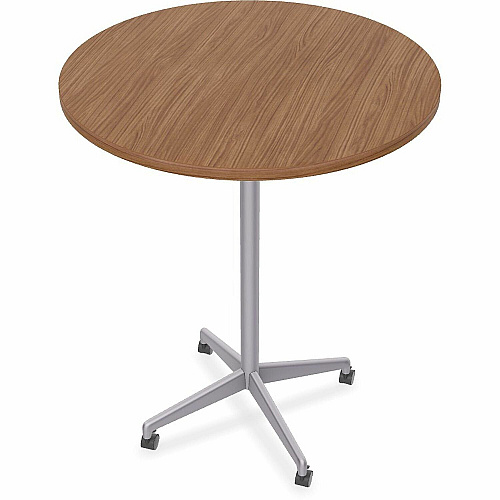 SpecialT Special-T ZIA Series Hospitality Tables Collection Round Top - Powder Coated X-shaped Base - Mid-Century Modern Style x 36" Table Top Diameter - 42" Height - Hospitality, Office - Assembly Required - Walnut - High Pressure Laminate  (ZIAH51MSWA6)