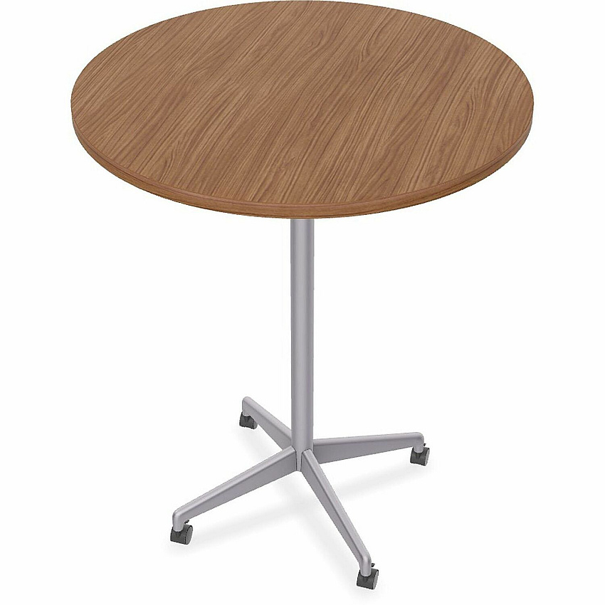SpecialT Special-T ZIA Series Hospitality Tables Collection Round Top - Powder Coated X-shaped Base - Mid-Century Modern Style x 36" Table Top Diameter - 42" Height - Hospitality, Office - Assembly Required - Walnut - High Pressure Laminate  (ZIAH51MSWA6)