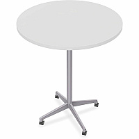SpecialT Special-T ZIA Series Hospitality Tables Collection Round Top - Powder Coated X-shaped Base - Mid-Century Modern Style x 36" Table Top Diameter - 42" Height - Hospitality, Office - Assembly Required - White - High Pressure Laminate ( (ZIAH51MSWH6)
