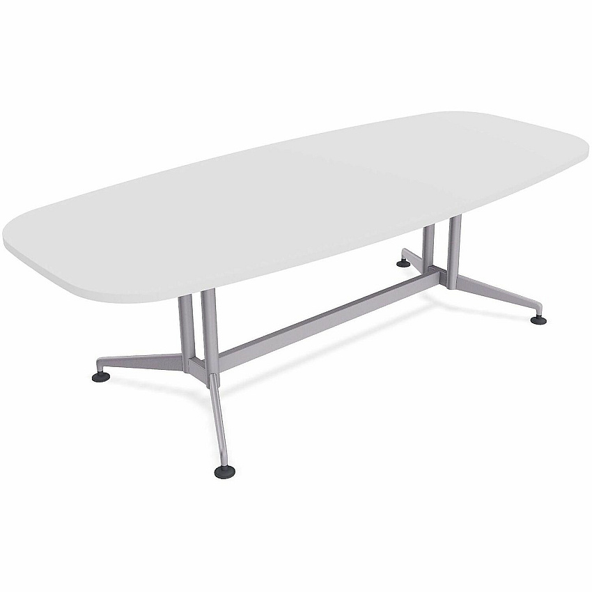 SpecialT Special-T ZIA Series Conference Tables Collection Elipse Top - Powder Coated Double Column Base x 84" Table Top Width x 48" Table Top Depth - 29" Height - Conference Room, Meeting - Assembly Required - White - High Pressure Laminate (ZCON53MSDW2)