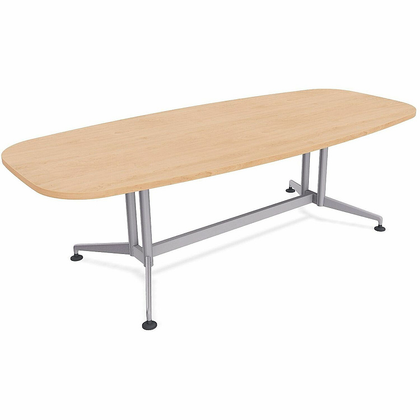 SpecialT Special-T ZIA Series Conference Tables Collection Elipse Top - Powder Coated Double Column Base x 96" Table Top Width x 48" Table Top Depth - 29" Height - Conference Room, Meeting - Assembly Required - Kensington Maple - High Pressu (ZCON56MSKM2)