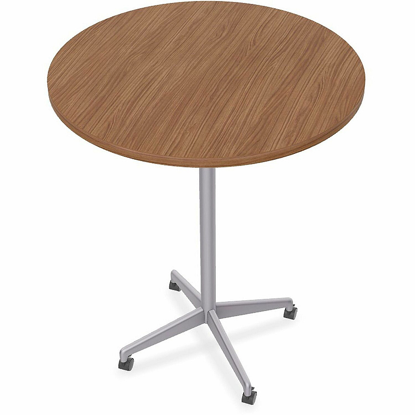 SpecialT Special-T ZIA Series Hospitality Tables Collection Round Top - Powder Coated X-shaped Base - Mid-Century Modern Style x 42" Table Top Diameter - 42" Height - Hospitality, Office - Assembly Required - Walnut - High Pressure Laminate  (ZIAH54MSWA6)