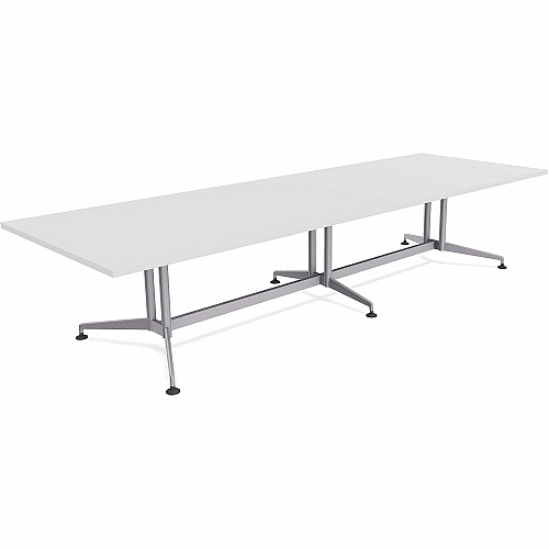 SpecialT Special-T ZIA Series Conference Tables Collection Rectangle Top - Powder Coated Double Column Base x 10 ft Table Top Width x 48" Table Top Depth - 29" Height - Conference Room, Meeting - Assembly Required - White - High Pressure Lam (ZCON58MSDW2)