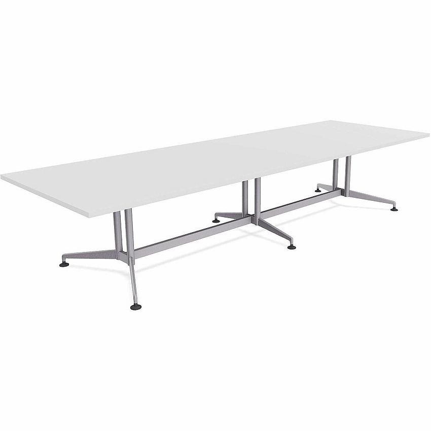 SpecialT Special-T ZIA Series Conference Tables Collection Rectangle Top - Powder Coated Double Column Base x 10 ft Table Top Width x 48" Table Top Depth - 29" Height - Conference Room, Meeting - Assembly Required - White - High Pressure Lam (ZCON58MSDW2)