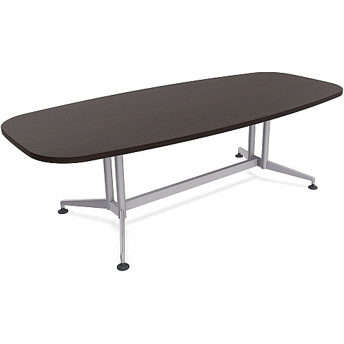 SpecialT Special-T ZIA Series Conference Tables Collection Elipse Top - Powder Coated Double Column Base x 96" Table Top Width x 48" Table Top Depth - 29" Height - Conference Room, Meeting - Assembly Required - Ebony Recon - High Pressure La (ZCON56MSER2)