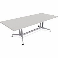 SpecialT Special-T ZIA Series Conference Tables Collection Rectangle Top - Powder Coated Double Column Base x 84" Table Top Width x 48" Table Top Depth - 29" Height - Conference Room, Meeting - Assembly Required - Gray - High Pressure Lamina (ZCON52MSGR2)