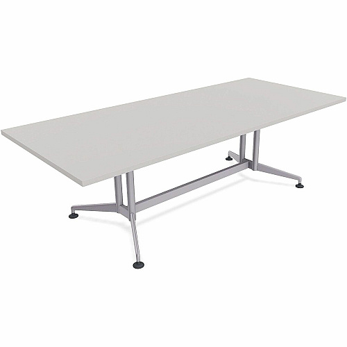 SpecialT Special-T ZIA Series Conference Tables Collection Rectangle Top - Powder Coated Double Column Base x 84" Table Top Width x 48" Table Top Depth - 29" Height - Conference Room, Meeting - Assembly Required - Gray - High Pressure Lamina (ZCON52MSGR2)
