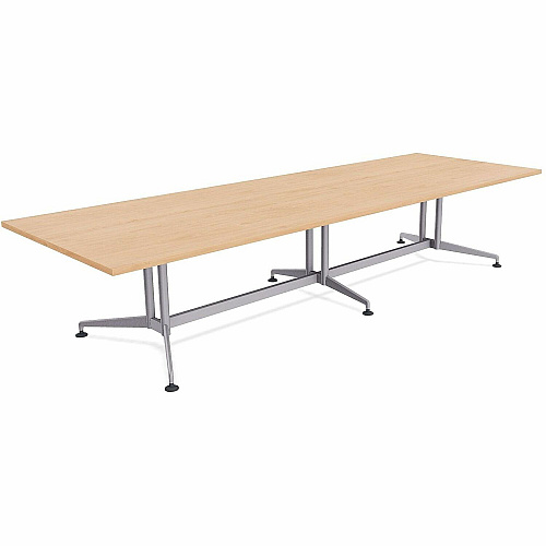 SpecialT Special-T ZIA Series Conference Tables Collection Rectangle Top - Powder Coated Double Column Base x 10 ft Table Top Width x 48" Table Top Depth - 29" Height - Conference Room, Meeting - Assembly Required - Kensington Maple - High P (ZCON58MSKM2)